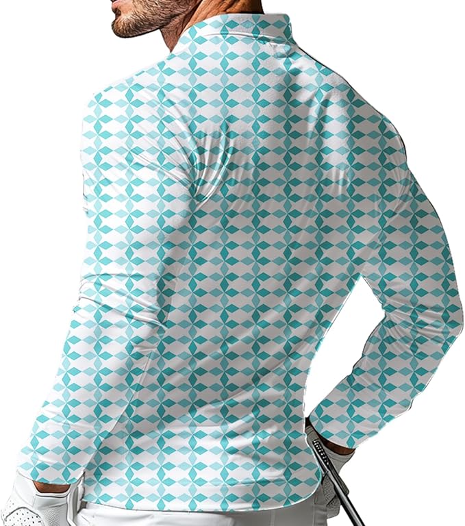 Men's Long Sleeve Golf Shirt Quick Dry 3 Button Work Fishing Outdoor Casual Collar Shirt
