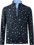 M MAELREG Quarter Zip Golf Pullover Men Dry Fit Long Sleeve Performance Wicking 1/4 Zip Full Print Pullover Mens Sweatshirt