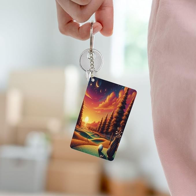 Keychain - Rectangular Acrylic Keychain Daily Key Ring Car Key Fob Holder 2X3 Inch