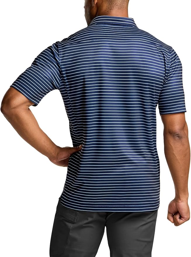 CQR Men's Polo Shirts, Tactical Short Sleeve Golf Performance Shirts, Lightweight Dry Fit UPF 50+ Pique