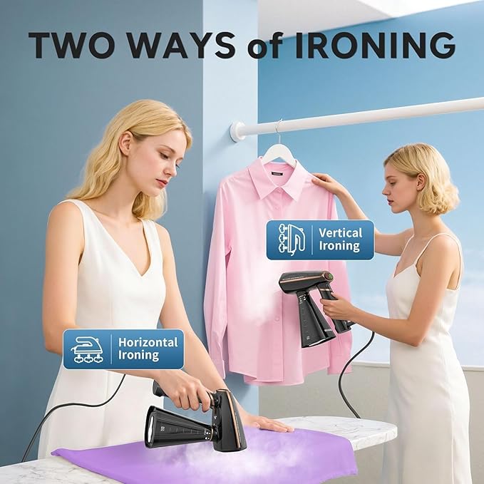 Steamer for Clothes, 1200W Portable Handheld Garment Steamer&Iron 2-in-1 with Fast Heat-up, Auto-Off, 350ml Water Tank, Powerful Foldable Handle Clothes Steamer Compact Size for Travel Home