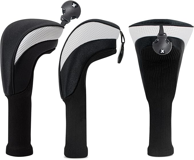 Golf Head Covers for Fairway Woods Driver Hybrids 5 Pieces Nylon Mesh Sports Fan Golf Club Headcovers-Golf Accessories for Men Women.