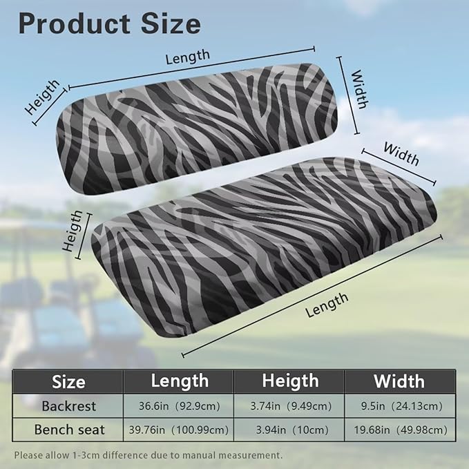 Golf Cart Seat Covers, Universal Fit & Nonskid Bottom Fits for Club Car 2 Person Seats Golf Carts