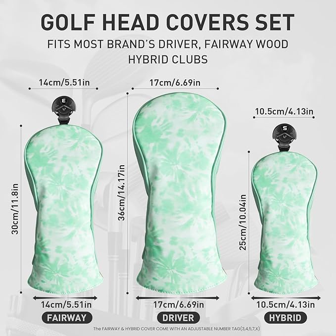 FINGER TEN Golf Club Head Covers for Woods Driver Fairway Hybrid with Interchangeable Number Tag 1 3 5 Premium Leather Headcovers for Women Men