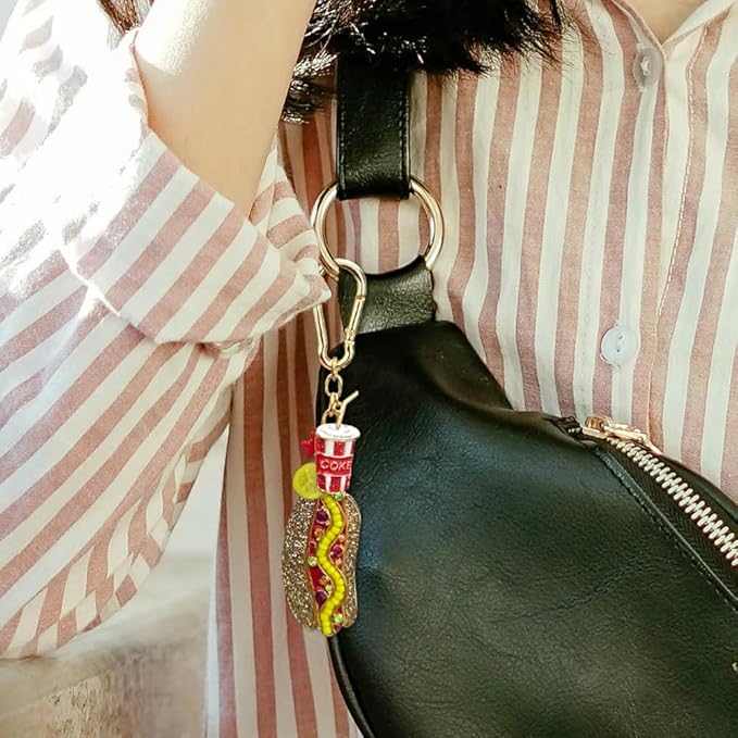 Madison Tyler Western Cowboy Boots Cherry Bow Bubble Tea Strawberry Cute Keychain | Bag Charms for Handbags Purse Charms