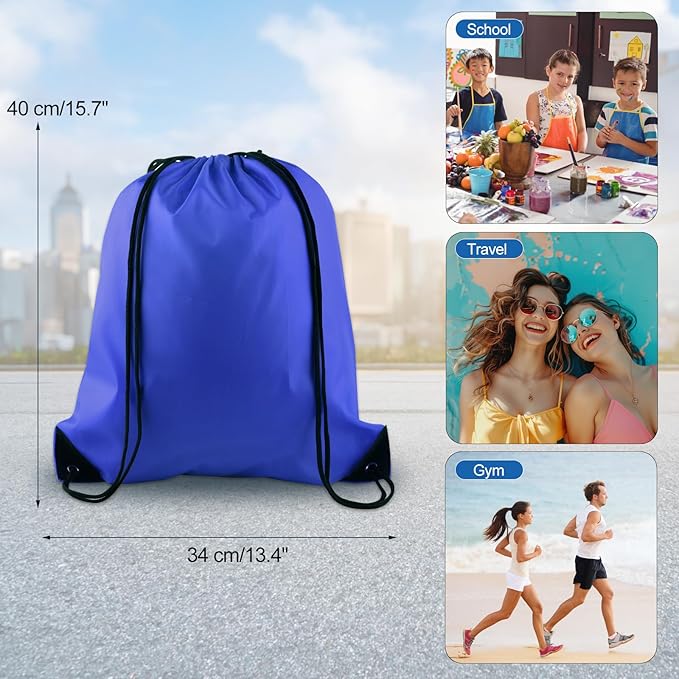 KUUQA 60Pcs Blue Drawstring Backpack Bag Sack Drawstring Bags Bulk String Bags Storage Bags for Sport Gym Traveling