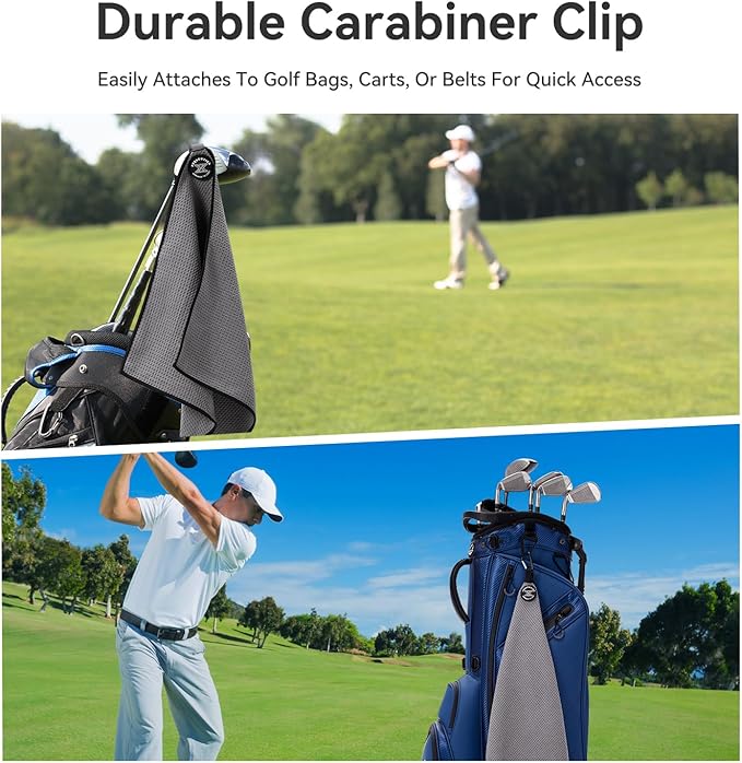 Magnetic Golf Towel with Clip and Cleaning Pocket -Premium Ultra Absorbent and sandfree Waffle Weave Microfiber Towel-Golf Accessories for Golf Bags, Carts or Clubs 16"*16“