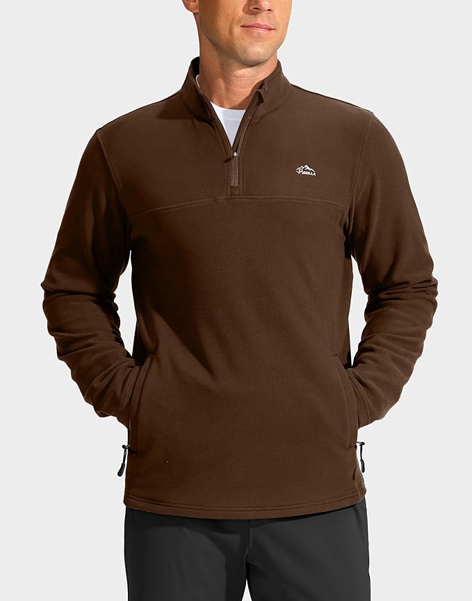 Pudolla Men's Quarter Zip Pullover with 2 Pockets Fleece Warm Soft Golf Sweatshirts for Athletic Workout Running
