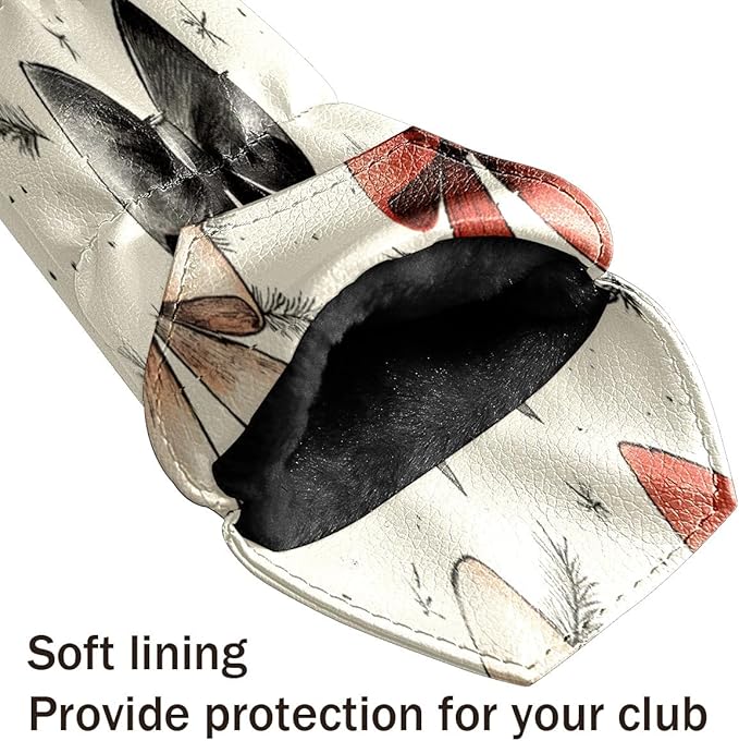 Funny Butterfly Colorful Golf Head Covers for Driver, Fairway, Hybrid & 3 Wood Premium PU Leather with Soft Velvet Lining Waterproof & Scratch-Resistant Unique Golf Gift for Men & Women