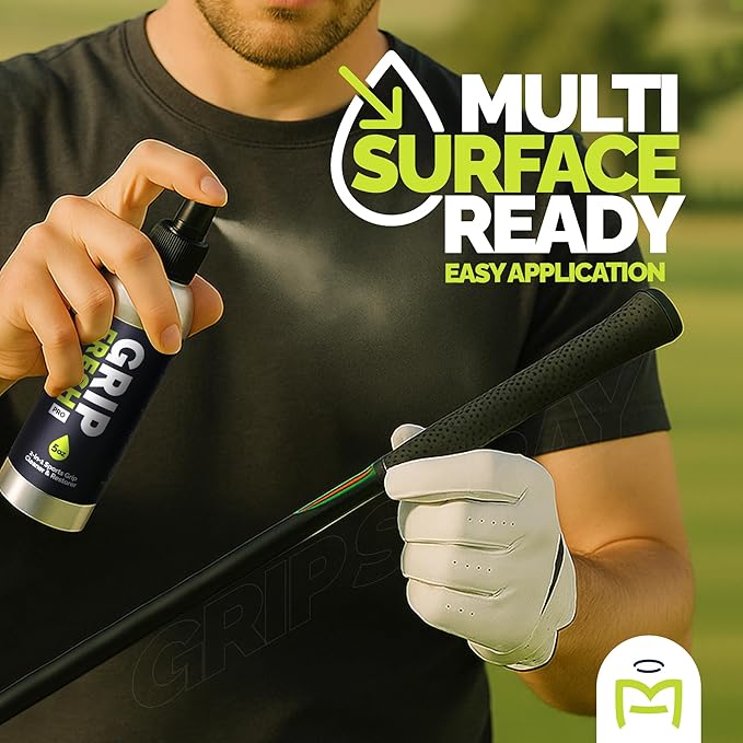 Grip Spray – 2-in-1 Golf Club Cleaner & Restorer for Basketball Shoe Soles, Soccer Gloves, Baseball Bats, Tennis & Pickleball – 5oz