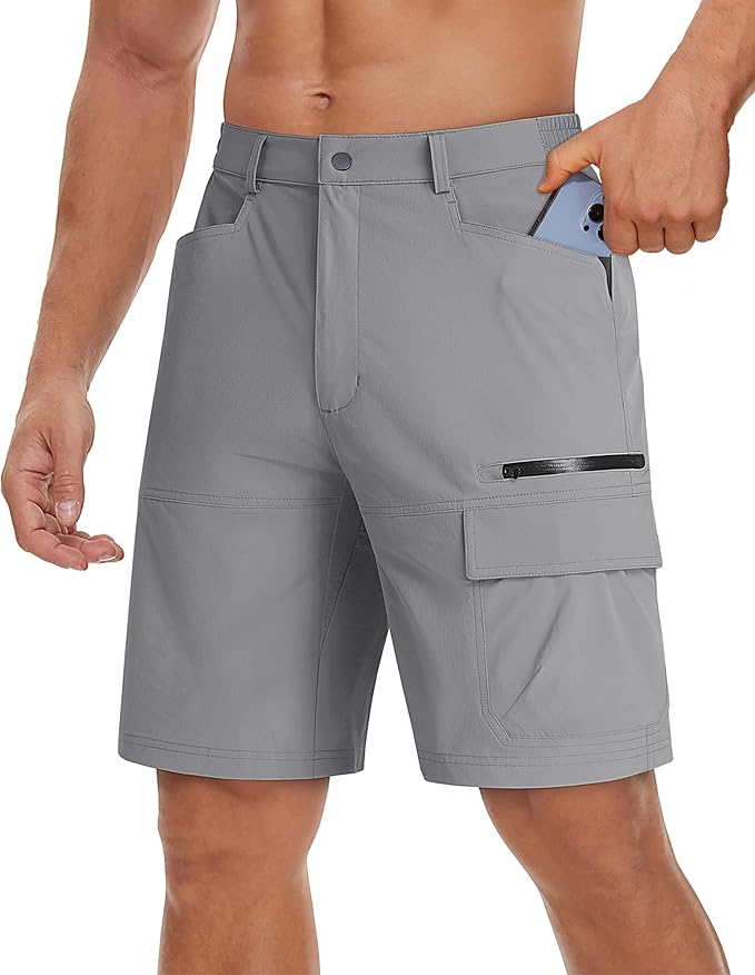 TACVASEN Men's Summer Outdoor Shorts Quick Dry Cargo Casual Work Hiking Shorts (NO Belt)