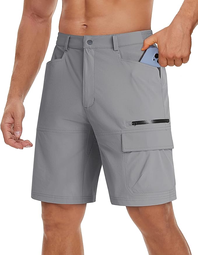TACVASEN Men's Summer Outdoor Shorts Quick Dry Cargo Casual Work Hiking Shorts (NO Belt)