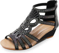 WOJWSKI Women's Slide Wedge Sandal Open Toe High Heel Zipper Back Platform