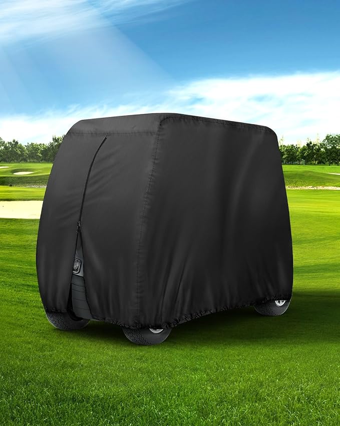 Golf Cart Cover 8 Passenger Heavy Duty, 420D Waterproof Golf Cart Covers Extended Roof Compatible with EZ GO Club Car Yamaha Golf Carts, Outdoor Dustproof 8 Seat Club Car Cover (Up to 169 Inch)