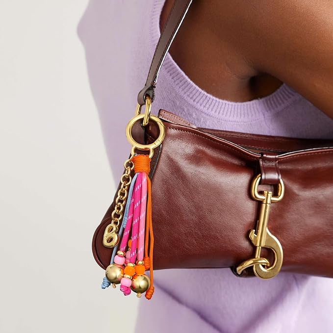 KissYan Christmas Initial Bag Charm for Women, Colorful Rope Purse Keychain With Puffy Letter, Handbag Charm for Backpack