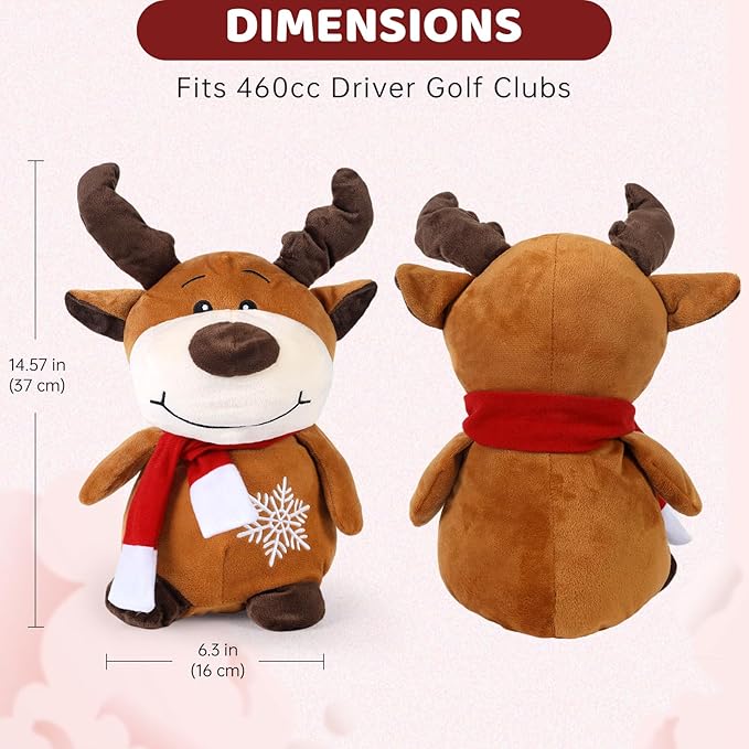 Christmas Golf Club Covers, Fun Plush Headcovers with Soft Protection for Fairway Wood Clubs, Festive Golf Gift for Men and Women