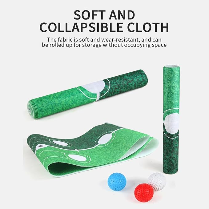 Golf Putting Green - Indoor Games Practice Equipment Golfing Accessories for Children Girls Backyard Yard Beach Camping Birthday, Kids Golf Training Set with Practice Pad