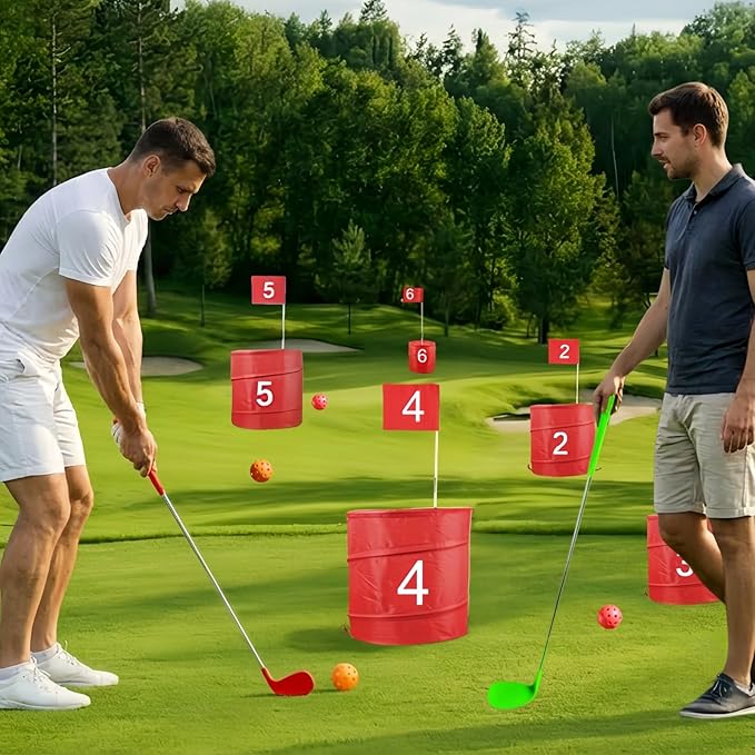 4 Pack 36" Backyard Golf Club Set with Oversize Heads & 12 Practice Balls, Play Outdoor Golf Yard Games for Adults, Hit Plastic or Foam Balls in Grass/Parks/Yards (Right Hand)