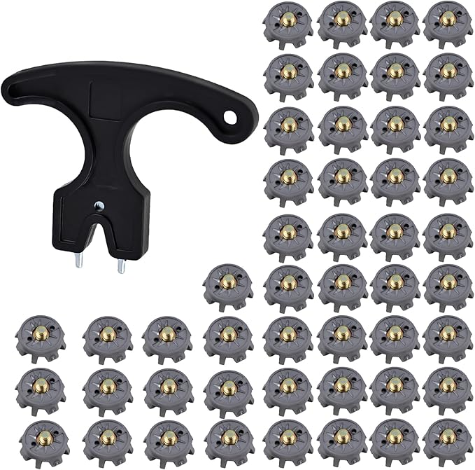 51 Pcs Golf Spikes Set – 50 Golf Shoe Cleats Replacements with 1 Spanner, 6mm Metal Thread Screw Compatible with Cricket Shoes & Footwear