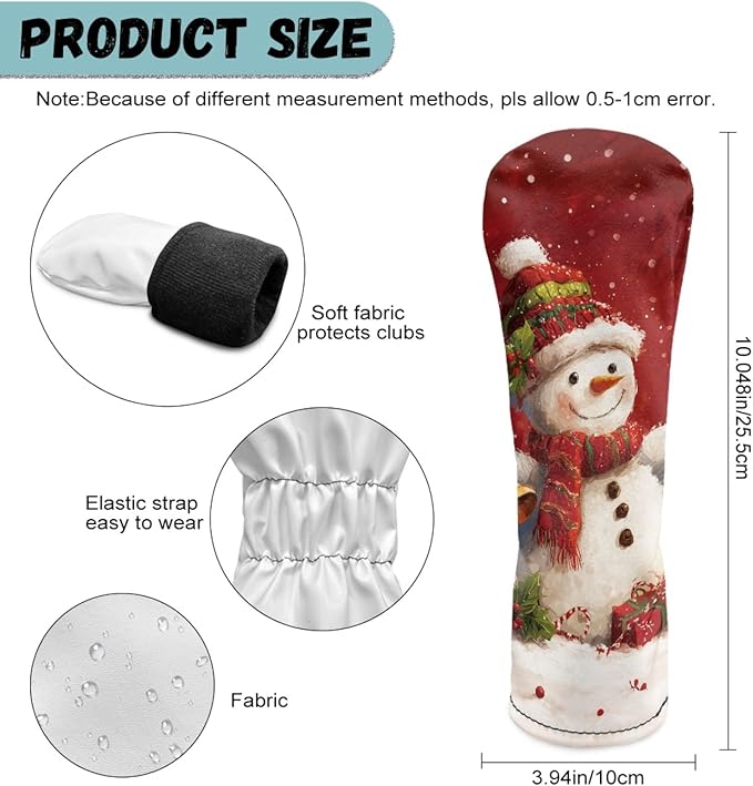 Golf Club Head Covers for Club Protective, Waterproof PU Leather Driver Fairway Wood Hybrid Head Cover