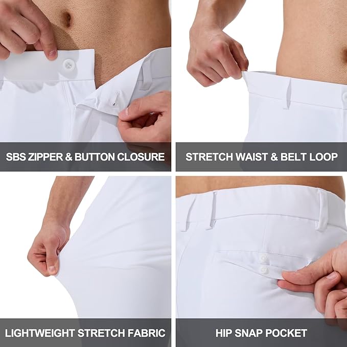 QPNGRP Men's Golf Pants 30"/32"/34" Inseam Lightweight Stretch Work Dress Pants