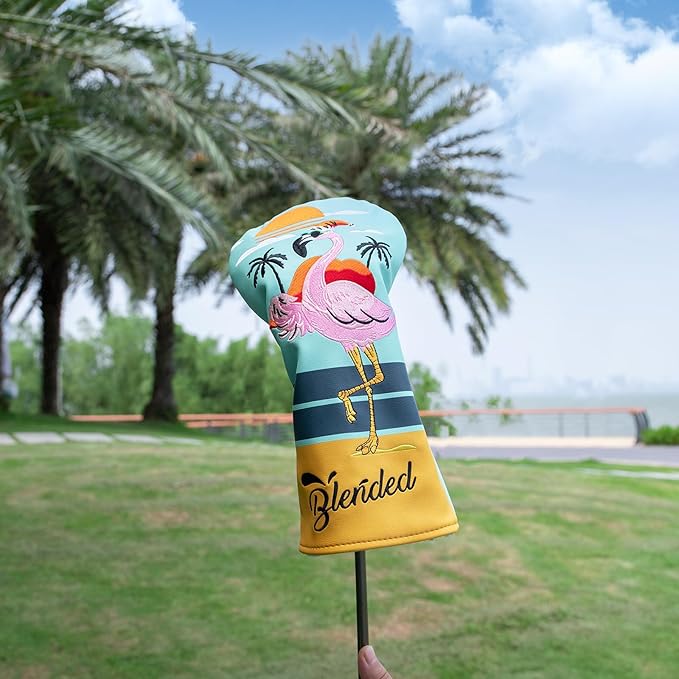 Golf Club Covers Flamingos Driver Cover Fariway Wood Headcover Hybrid Head Cover Leather Golf Headcover Fit All Brand