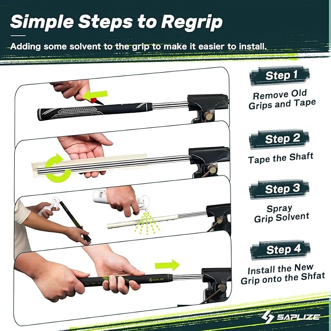 SAPLIZE Golf Grips Set of 13, Bundle with Tape or Full Regripping Kit, Jumbo / Mid / Standard / Undersize, Women / Men Anti-slip Rubber Golf Club Grips, CC01 Series