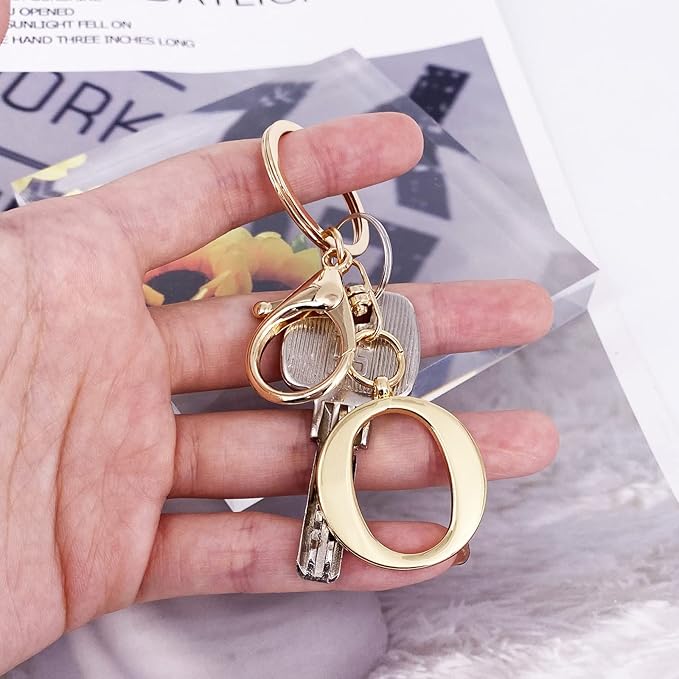 LAXPICOL Gold Letter A-Z Keychain for Women Bag Charms Purse Charms For Handbags Metal Alphabet Initial Letter Keychain