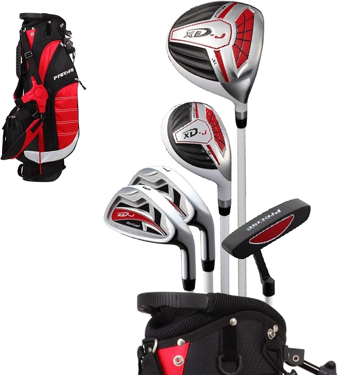 Precise XD-J Kids Golf Clubs Set – Boys’ & Girls’ Junior Golf Set with Lightweight Graphite Shafts, Hybrid, Putter & Stand Bag