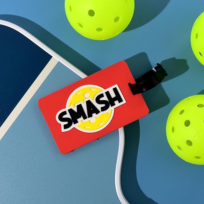 Pickleball Bag Tag – Smash Design, Flexible & Waterproof Silicone Luggage Tag, Secure Strap for Bag Identification, Great Pickleball Gift for Players & Enthusiasts