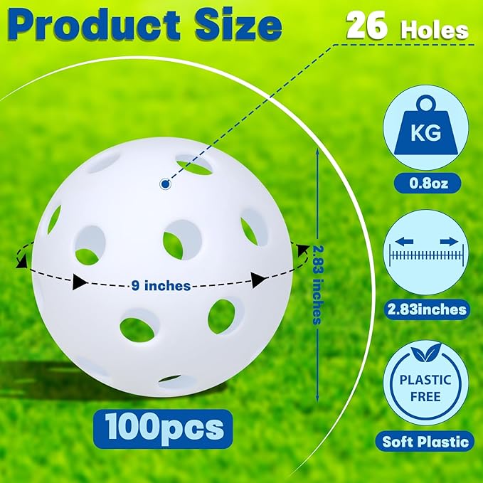 Coopay 12/50/100 Pack Baseball Practice Balls Plastic Training Balls Lightweight Hollow Softballs with a Drawstring Bag for Hitting, Baseball Training Indoor Outdoor Use