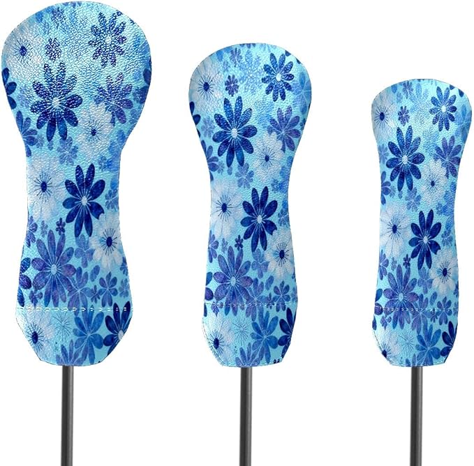 Golf Club Head Cover Waterproof Leather for Driver & Fairway Wood, Driver Headcovers, Golf Accessories for Men Women, Anti-Scratch, Golf Gift for Golfers, 1/3/5 Wood Cover Yellow Sunflowers Bee