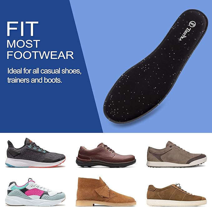 3 Pair -Shoe Inserts for Womens Memory Foam Insoles,Replacement Insoles for Work Boots Running Shoes, Cushion Shock Absorbing for Foot Pain Relief, Comfort Breathable Inner Soles Black 38EU,US7
