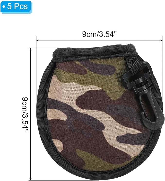 PATIKIL Golf Ball Washer Pouch, 5 Pack Portable Golf Balls Cleaner Pocket Bag with Hanging Clip for Women Men Golf Exercise, Army Green