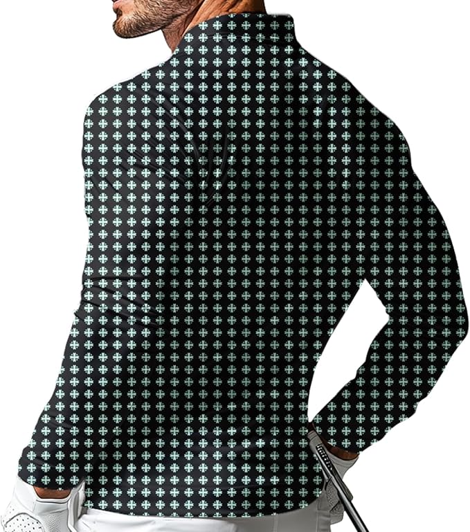 Men's Long Sleeve Golf Shirt Quick Dry 3 Button Work Fishing Outdoor Casual Collar Shirt