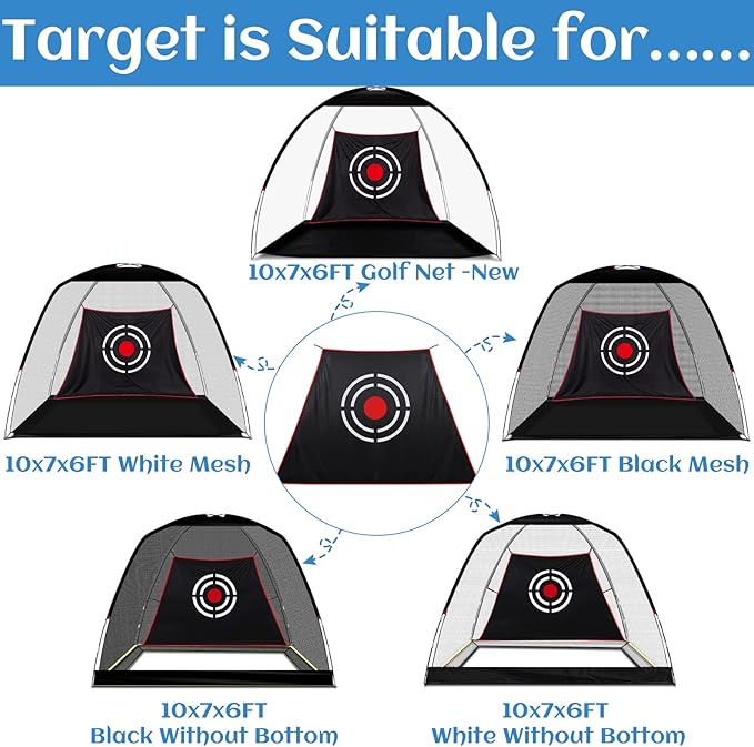 Golf Target Cloth - Heavy Duty Impact Screen for Golf Nets, Indoor/Outdoor Practice Hitting Training Aid with S-Hooks