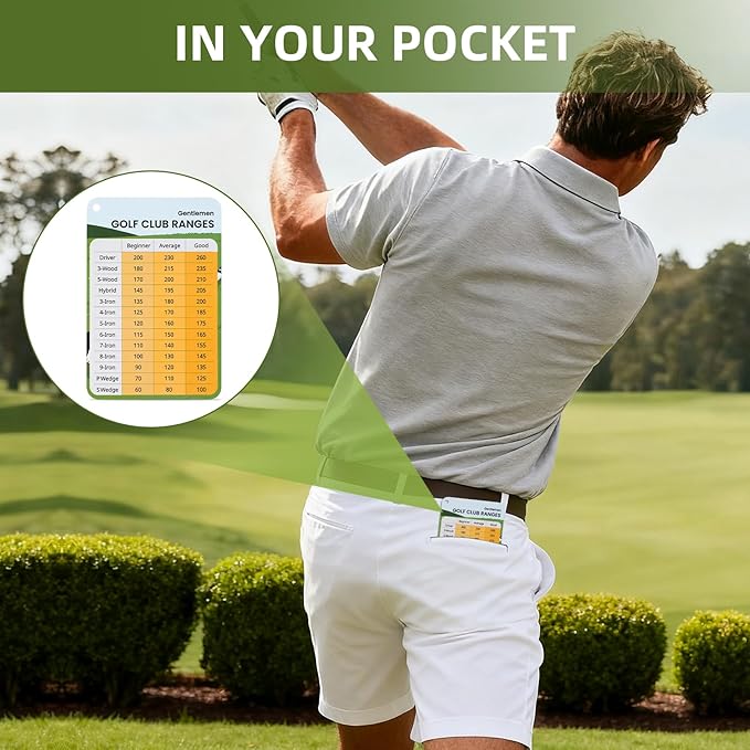 2 Pack Golf Club Distance Card, Erasable and Quick Reference Golf Club Range Card, Swing Minder Reference & Blank Distance Yardage Card, Golf Bag Accessories Gifts for Men