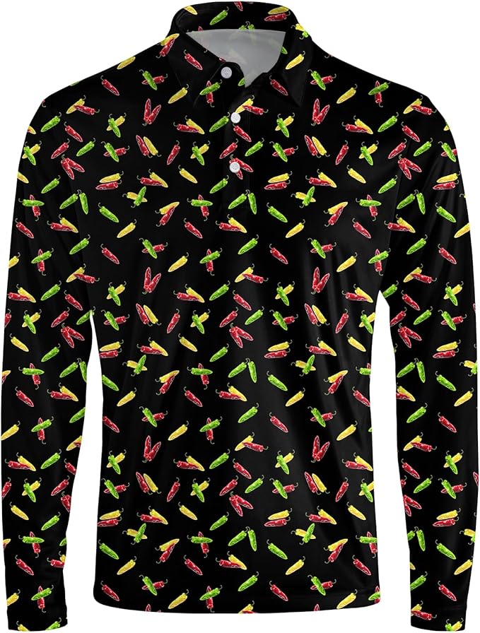 Men's Long Sleeve Golf Shirt Quick Dry 3 Button Work Fishing Outdoor Casual Collar Shirt