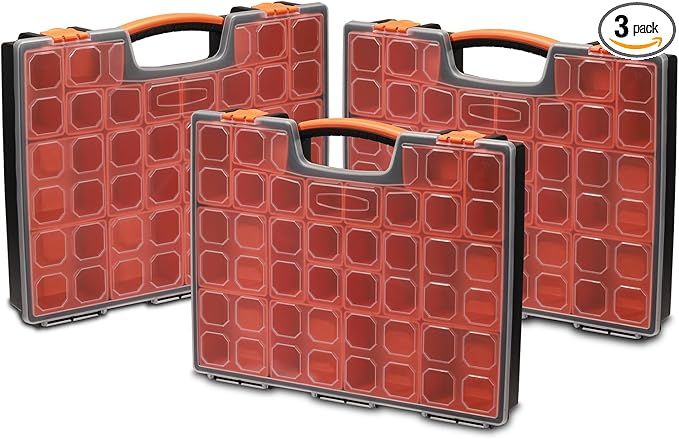 EMENTOL 3PCS Multi-Purpose Portable Organizer Box Set with 72-Removable Compartments, 3 Pieces Professional Boxes with Dimension 16.2"L*13"W*2.3"H