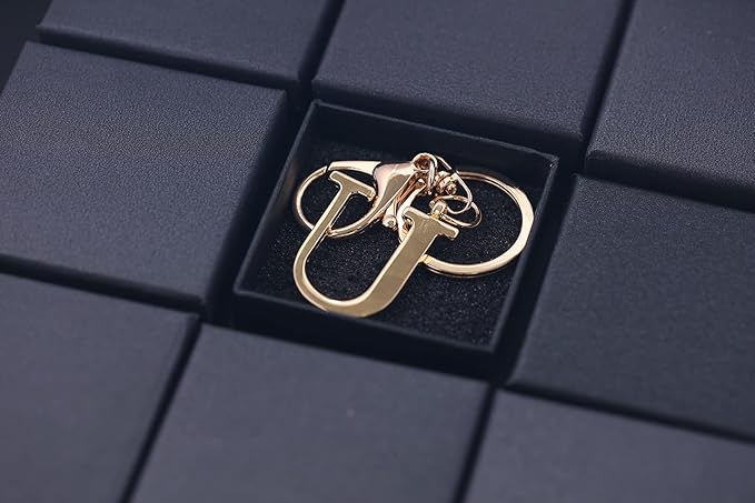 LAXPICOL Gold Letter A-Z Keychain for Women Bag Charms Purse Charms For Handbags Metal Alphabet Initial Letter Keychain