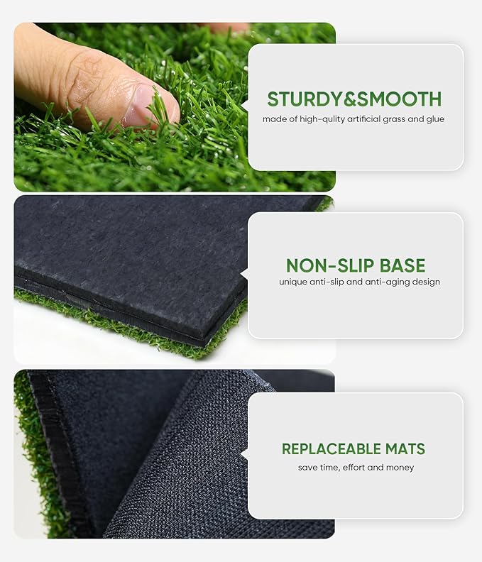 Golf Hitting Mat System Includes Bunker, Fairway and Rough Replaceable Mat, Complete Practice Equipment Indoor and Outdoor Swing Trainer Aid Accessories Gifts for Men