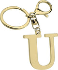 Stainless Steel Gold Letter A-Z Keychain for Women Men, Initial Letter Pendant with Key Ring, Charms for Key Backpack Bag