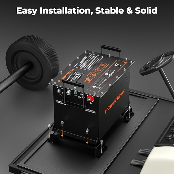 48V 100Ah Lithium Golf Cart Battery, 48V 100Ah LiFePO4 Battery, Built-in Max 300A BMS, with LCD Monitor & Mobile APP & 48V 15A Lithium Battery Charger, 4000+ Cycles, Perfect for Golf Carts