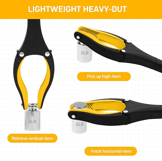 2 Pack 32 inch GrabRunner Reacher Grabber Tool with Rotating Head and Magnet (New Yellow)