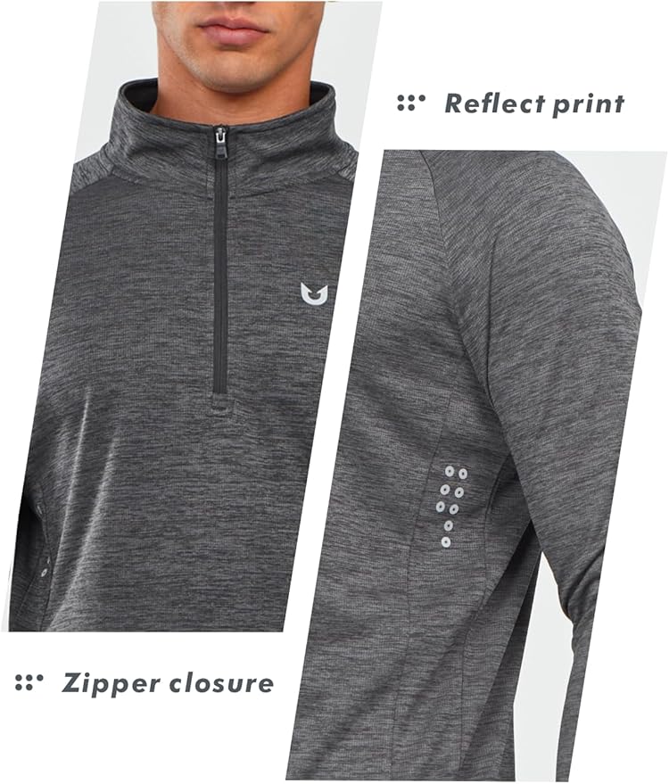 NORTHYARD Quarter Zip Pullover Men Running Shirt Long Sleeve Moisture Wicking Quick Dry Athletic Workout Shirts