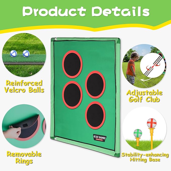 Golf Chipping Game for Outdoor Indoor: Backyard Golf Games for Kids & Adults , Golf Gifts for Men,Golfer, Golf Set with 20 Sticky Balls, Putting Mat, Putter & Carry Bag, Golf Simulators for Home