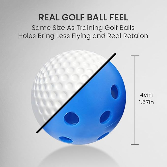 FINGER TEN Golf Practice Balls Plastic Colored Value 12/24/36/50 Pack, Limited Flight Sports Training Ball for Men Women, Indoor Outdoor Driving Range Backyard Use