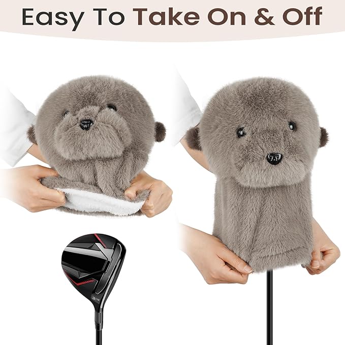Golf Club Driver Headcovers Funny Animals Elephant Bear Driver Head Cover fits up to 460cc Driver Clube Head Great Gift Idea for Men Women Who Love Golf Also for Kids (Bear)