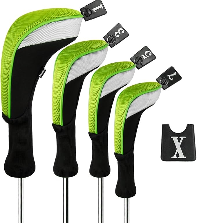 Andux 4pcs/Set Mesh Golf 460cc Driver Fairway Wood Club Head Covers Long Neck with No. Tags