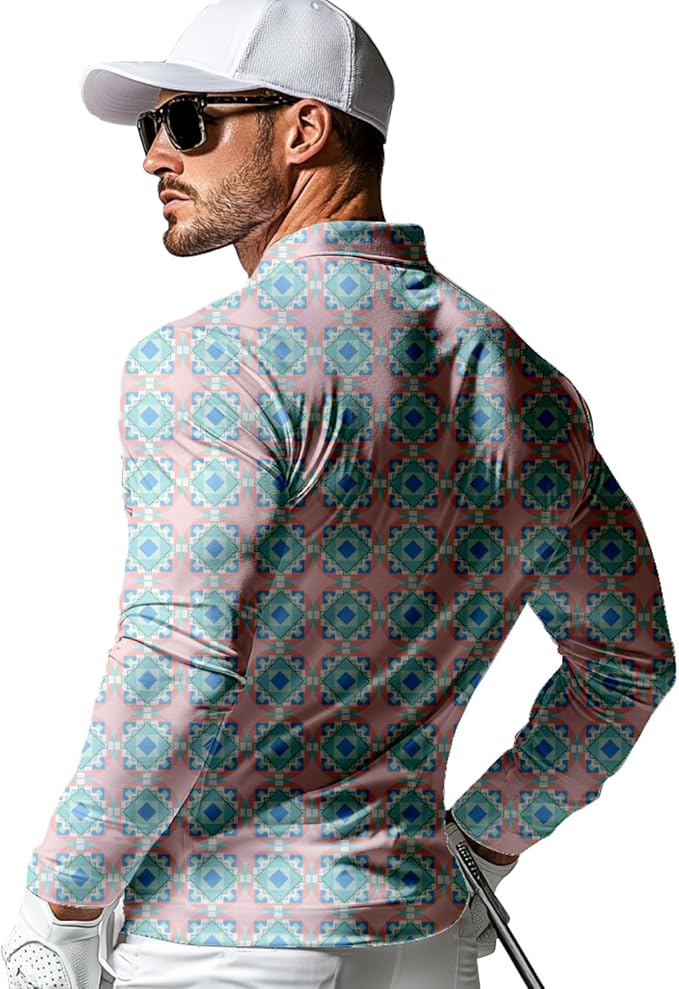 Men's Long Sleeve Golf Shirt Quick Dry 3 Button Work Fishing Outdoor Casual Collar Shirt